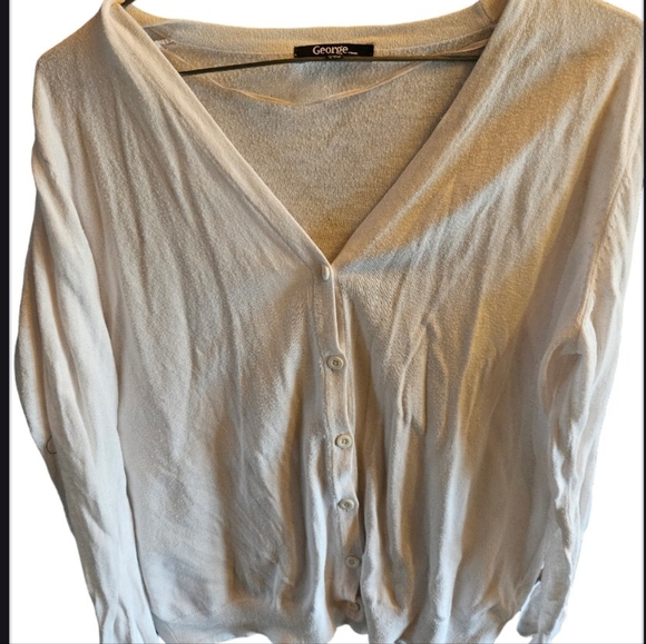 White Button Up Cooton Blend Cardigan - Picture 4 of 8